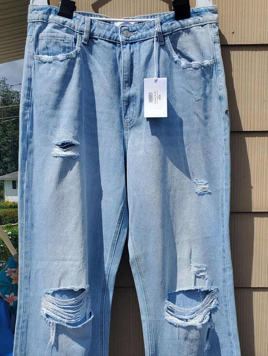 Vervet Denim - Light Blue Distressed Wide Leg Jeans - Women